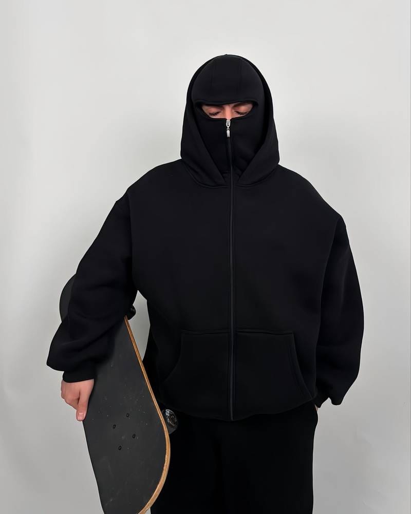 Full Zipper Retro Ninja Mask Jacket Coats Y2k